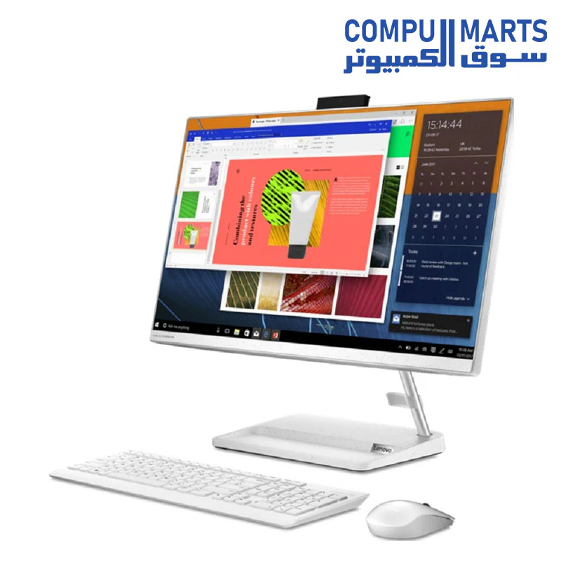 Lenovo IdeaCentre All-in-one 3 24ITL6 i3-1115G4-4GB-SSD 256GB-Intel UHD Graphics-23.8 FHD Touch-Windows10-White-White with Wireless Keyboard and Mouse - Image 2