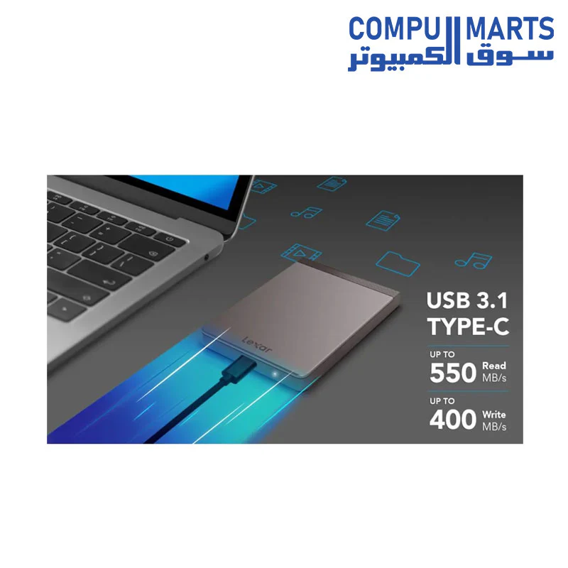 Lexar SL200 Portable USB 3.1 Type-C External SSD (550MBPS) - Image 3