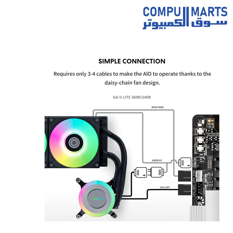 Lian Li Galahad II Lite Liquid Cooler 240mm RGB Fans–AIO CPU Water Cooling - Image 3