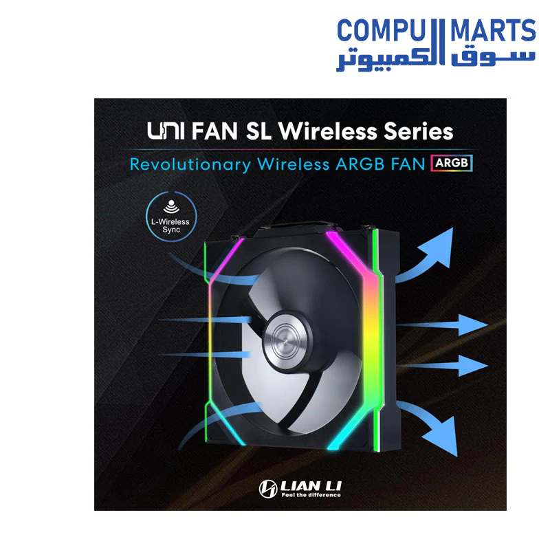 Lian Li UNI Fan SL Wireless 120mm ARGB Fan - Triple Pack - 2.4 GHz Wireless Signal for RGB & Fan Control - Image 2