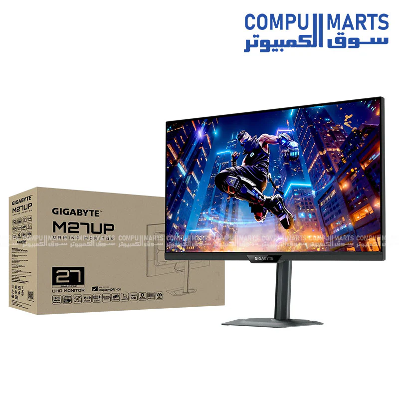 GIGABYTE M27UP 27" 160Hz SS IPS 4K UHD (3840 x 2160) Gaming Monitor – 1ms GTG – Tactical Dual Mode (FHD @320Hz) – VESA DisplayHDR400 – HDMI 2.1 – KVM – USB-C (18W PD) - Image 2
