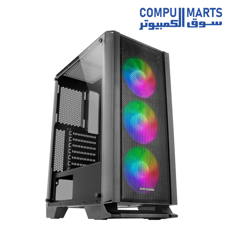 MARS GAMING MC-C ATX CASE, 3X 12CM FRGB FAN, GLASS - Image 2