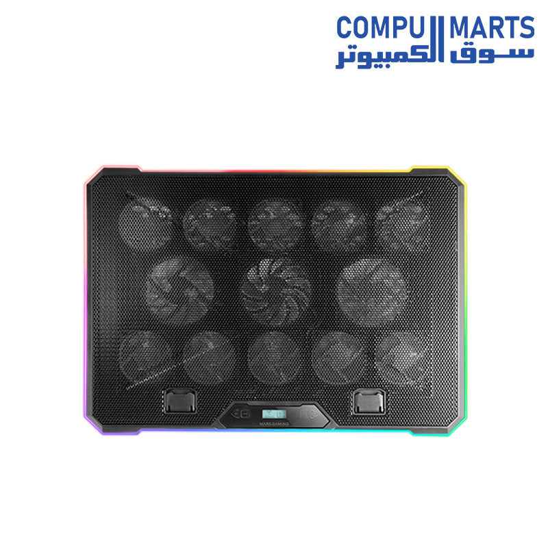 Mars Gaming MNBC13, Laptop Stand and Cooling Base for Notebooks up to 17", ARGB Lighting 10 Modes, 13x Fan - Image 2
