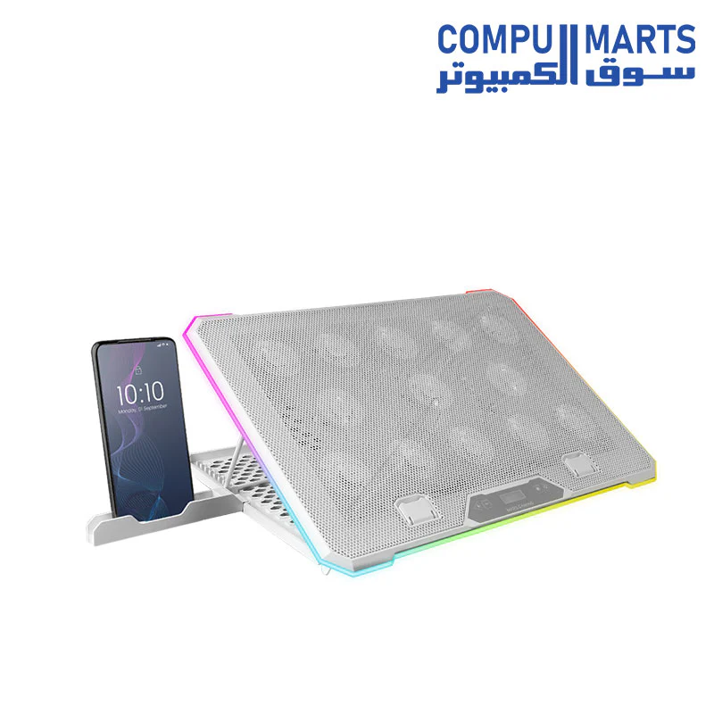 Mars Gaming MNBC13, Laptop Stand and Cooling Base for Notebooks up to 17", ARGB Lighting 10 Modes, 13x Fan - Image 3
