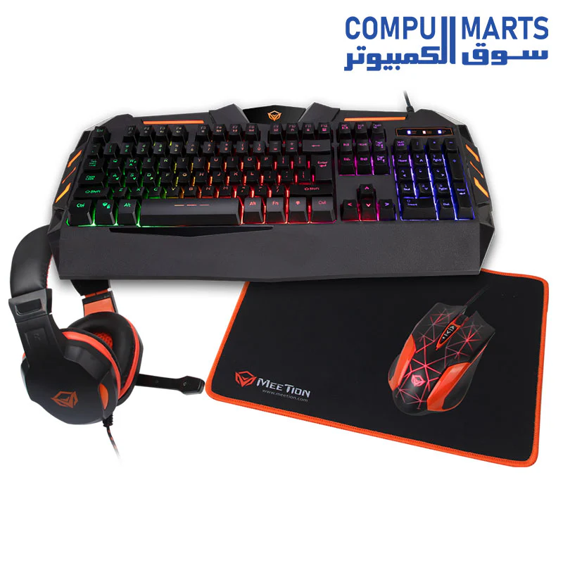 Meetion C500 – 4-in1 Combo Gaming Keyboard, Mouse and Mouse pad with Gaming Headset, Wired LED RGB Backlight for Computer PC/Laptop - Black - Image 2