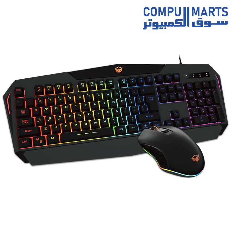 Meetion C510 – 2-in1 Combo Rainbow Backlit Gaming Keyboard and Mouse for Computer PC/Laptop (English/Arabic) - Black - Image 5