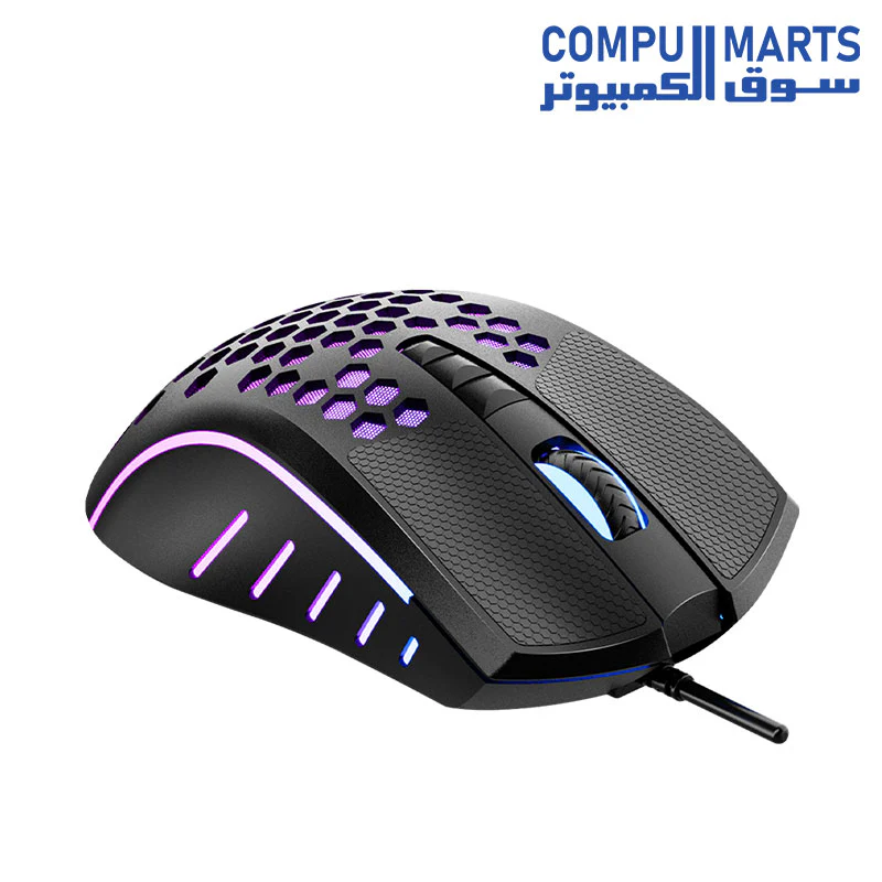 Meetion GM015 - Lightweight Honeycomb RGB Gaming Mouse (6400 DPI) – For PC & Laptop – Black - Image 3