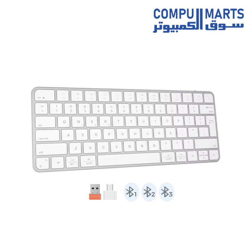 Meetion K210 Wireless And Bluetooth Dual Mode White Arabic Keyboard - Image 2