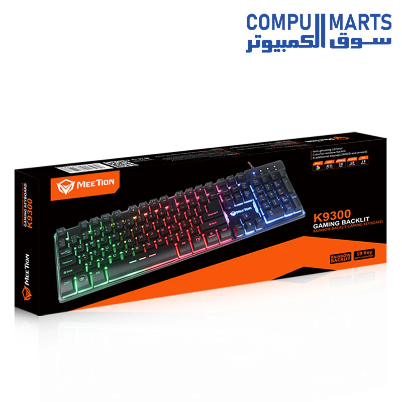 Meetion K9300 Rainbow Arabic Wired Gaming Keyboard - Image 7
