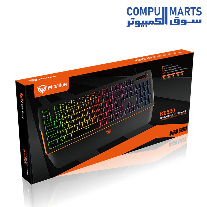 Meetion K9520 RGB Magnetic Wrist Rest Arabic Wired Gaming Keyboard - Image 8