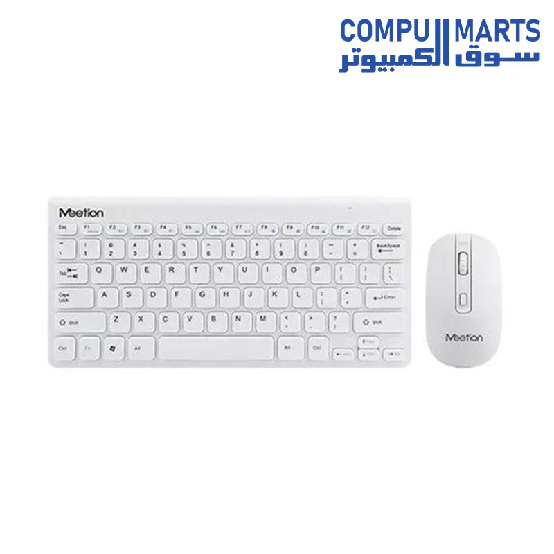 Meetion Mini 4000 Wireless Arabic White Keyboard And Mouse Combo - Image 2