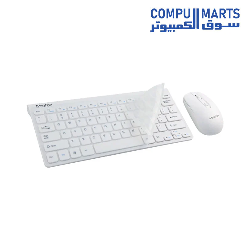 Meetion Mini 4000 Wireless Arabic White Keyboard And Mouse Combo - Image 3
