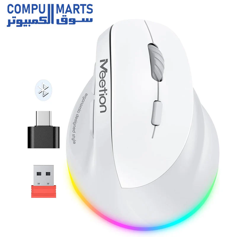 MEETION MT-BTM010 Ergonomic Mouse, Wireless Vertical Mouse RGB - Image 4