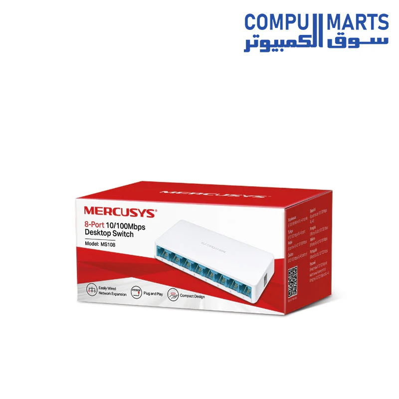 MERCUSYS MS108 8 PORT 10/100 DESKTOP SWITCH - Image 2