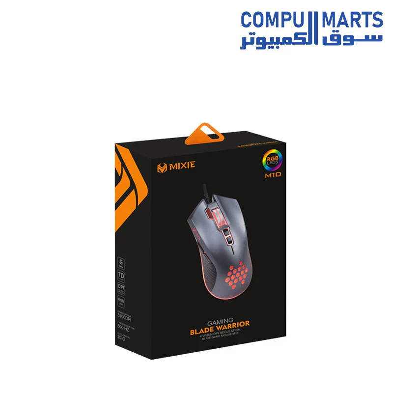 MIXIE M10 USB Gaming Mouse, Optical, 8D, RGB, Gray - Image 4
