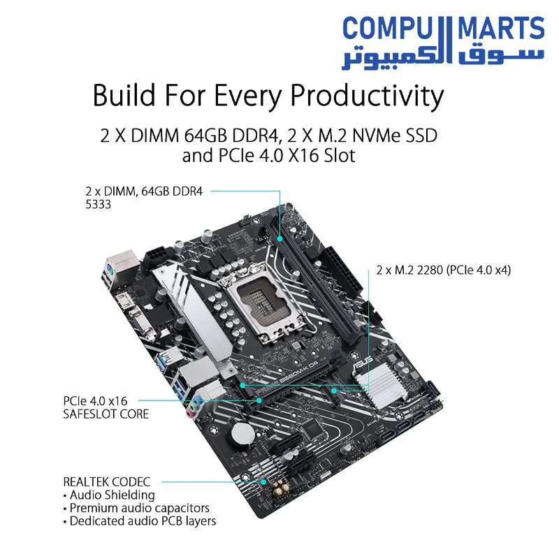Motherboard Asus PRIME B660M-K D4 - Intel B660 (LGA 1700) mATX with PCIe 4.0, two M.2 slots, DDR4, HDMI - Image 4