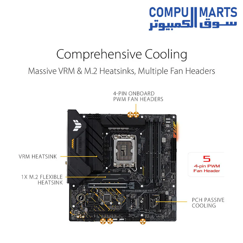 ASUS TUF Gaming B660M-PLUS WiFi D4 LGA 1700(Intel 12th Gen) (PCIe 5.0,DDR4,2xPCIe 4.0 M.2 Slots,WiFi 6,2.5 Gb LAN Motherboard - Image 3