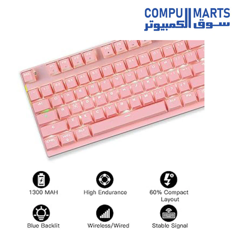 MOTOSPEED CK700 MECHANICAL KEYBOARD AND MOUSE COMBO PINK - Image 3