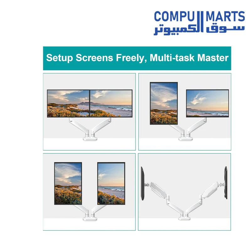 MOUNT PRO Dual Monitor Mount Fits 13 to 32 Inch Screen, Height Adjustable Monitor Stand for 2 Monitors - Image 3