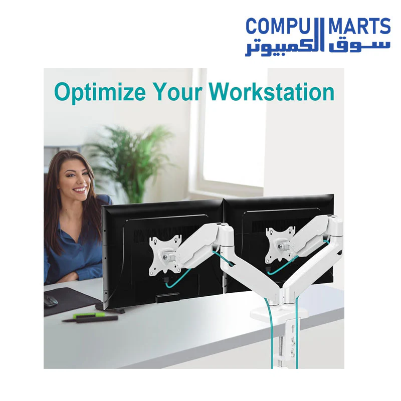MOUNT PRO Dual Monitor Mount Fits 13 to 32 Inch Screen, Height Adjustable Monitor Stand for 2 Monitors - Image 4