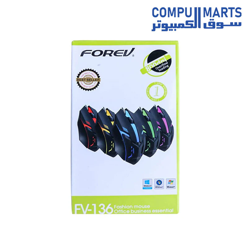 MOUSE FOREV FV-136 USB  - 1600 dPI - LED RGB LARGE - BLACK - Image 3