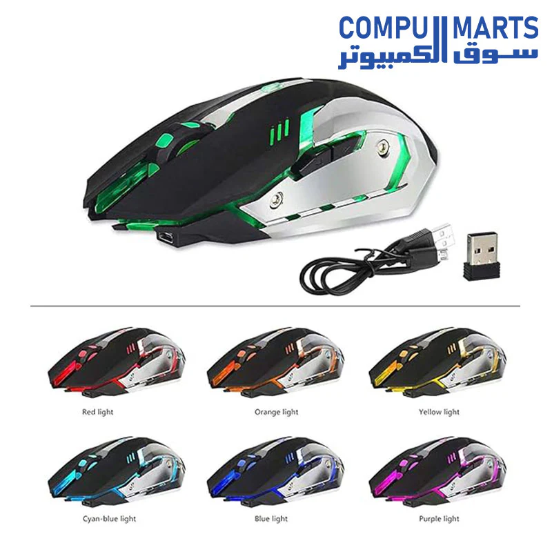 Mouse LED Laser USB Wireless Optical Game Gaming  Rechargeable X7 - Image 2