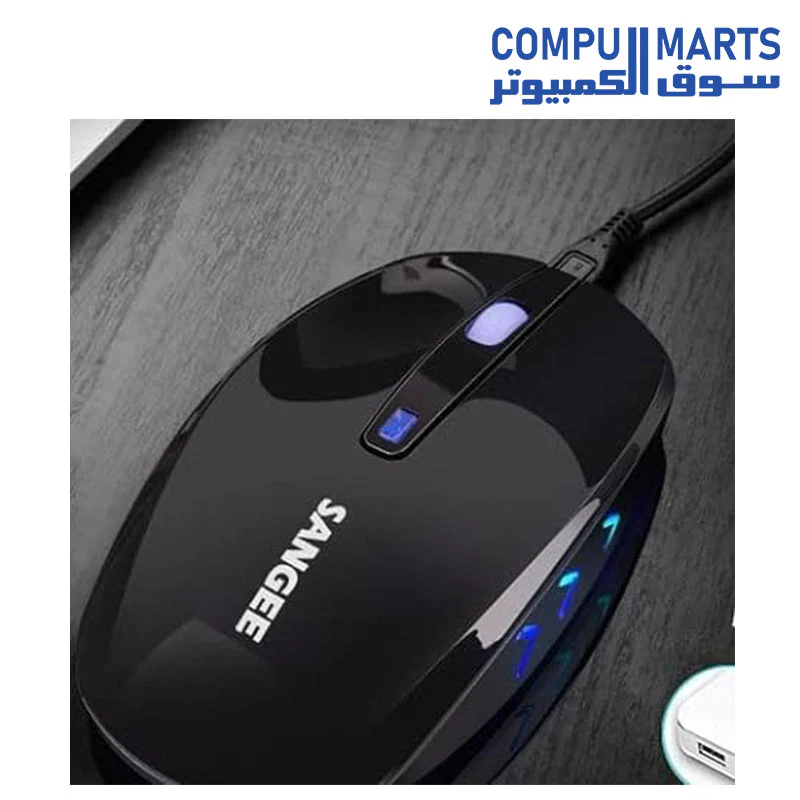 Mouse SANGEE W1080 Wireless 2.4GHZ Rechargeable With Side LED Lights For PC - Image 2