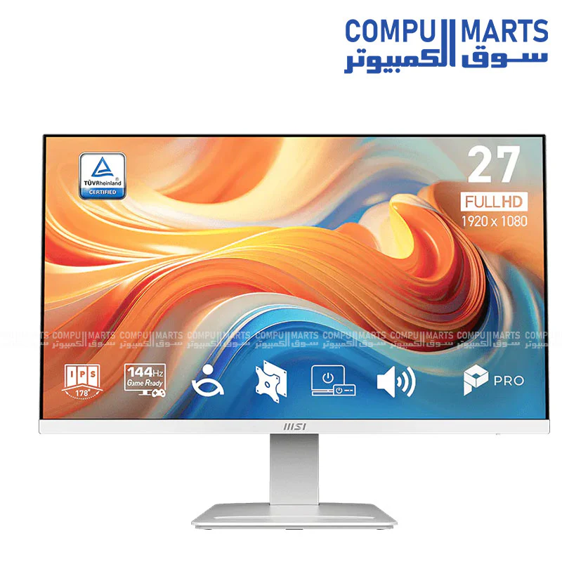MSI PRO MP273 E14A / MP273W 27" FHD IPS 144Hz 1ms Gaming Monitor, FreeSync, HDMI, DP, Speakers – Black/White - Image 5