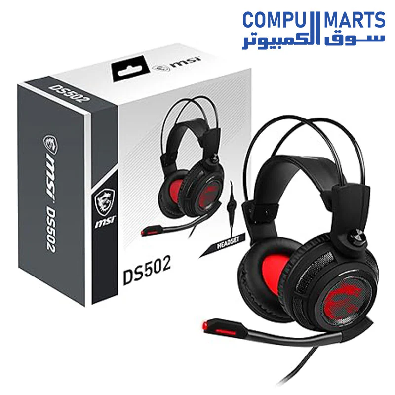 MSI DS502 Gaming Headset, Enhanced Virtual 7.1 Surround Sound, Ergonimic Design, Omnidirectional Microphone - Image 7