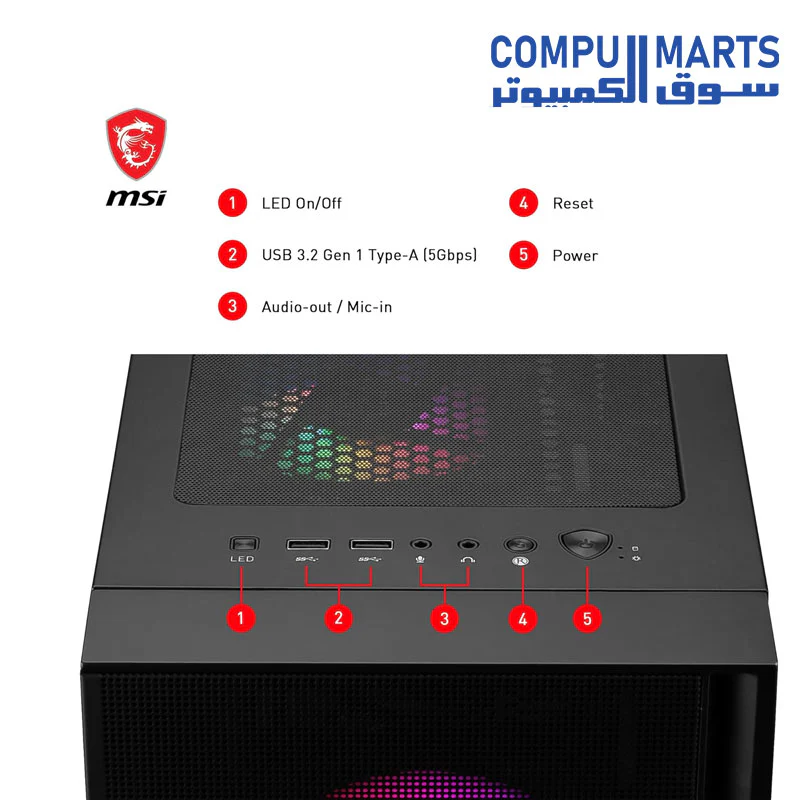 MSI Forge 120A AIRFLOW MAG Cabinet with RGB Window, Midi-Tower - Image 4
