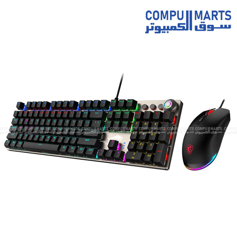 MSI Forge GK310 Combo – Red Backlit Arabic/English Gaming Keyboard & 3200 DPI Optical Mouse - Image 3