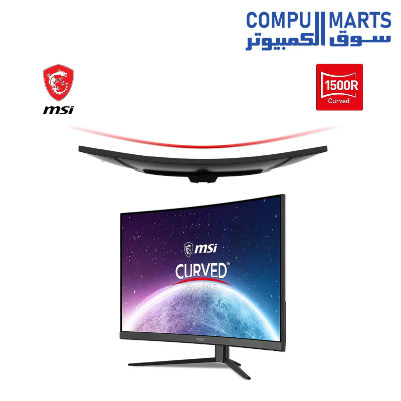 MSI G27C4X 27 Inch FHD Curved Gaming Monitor - 1500R 1920 x 1080 VA Panel, 250Hz / 1ms, AMD FreeSync Premium, HDR Ready, DisplayPort, HDMI, Wide Color Gamut, Night Vision, Less Blue light, Black - Image 3