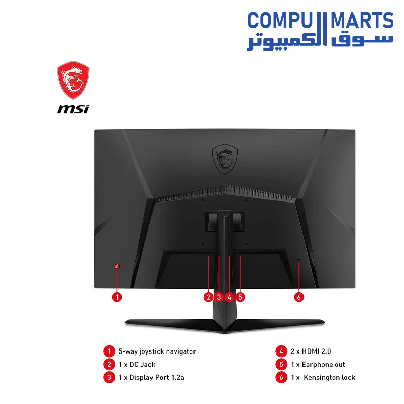 MSI G27C4X 27 Inch FHD Curved Gaming Monitor - 1500R 1920 x 1080 VA Panel, 250Hz / 1ms, AMD FreeSync Premium, HDR Ready, DisplayPort, HDMI, Wide Color Gamut, Night Vision, Less Blue light, Black - Image 4