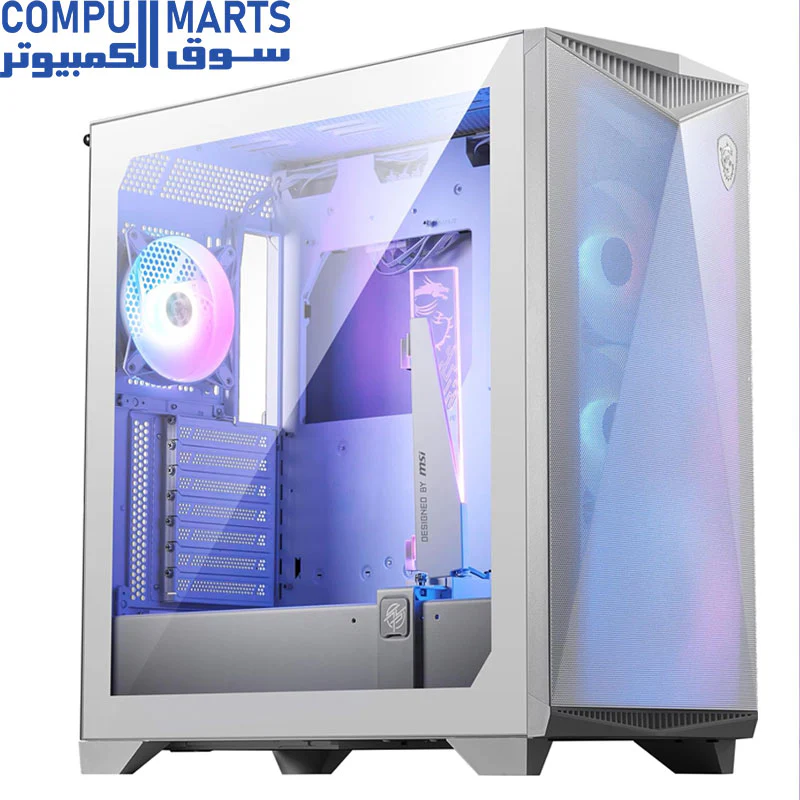 MSI MPG GUNGNIR 300R AIRFLOW Mid-Tower Gaming Case – Black & White – E-ATX Support, ARGB PWM Fans, Panoramic Airflow Design - Image 5