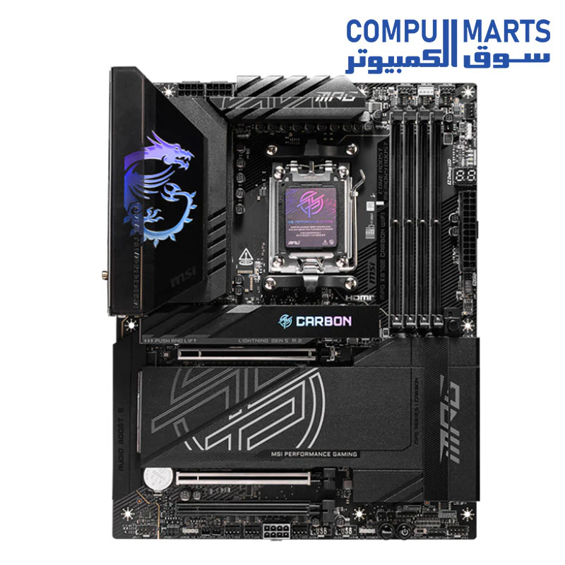 MSI MPG X870E Carbon WiFi Gaming Motherboard (AMD Ryzen 9000/8000/7000 Series Processors, AM5, DDR5, PCIe 5.0, M.2 Gen5, SATA 6Gb/s, USB 40Gbps, HDMI, Wi-Fi 7, Bluetooth 5.4, 5Gbps LAN, ATX) - Image 2