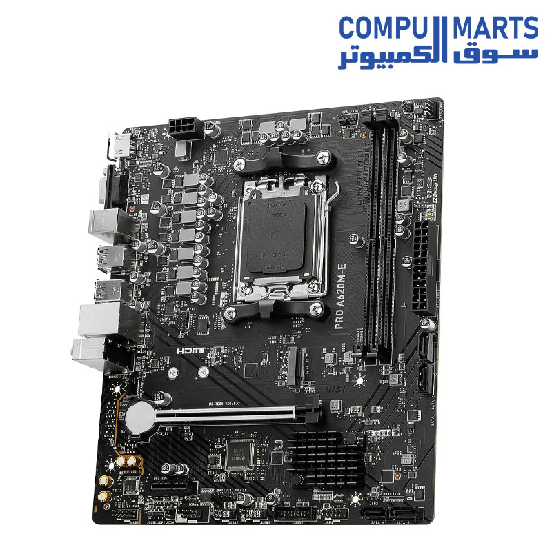 MSI PRO A620M-E ProSeries Motherboard (AMD AM5, DDR5, PCIe 4.0, SATA 6Gb/s, M.2, USB 3.2 Gen 1, Gbps LAN, DVI/HDMI, mATX) - Image 3