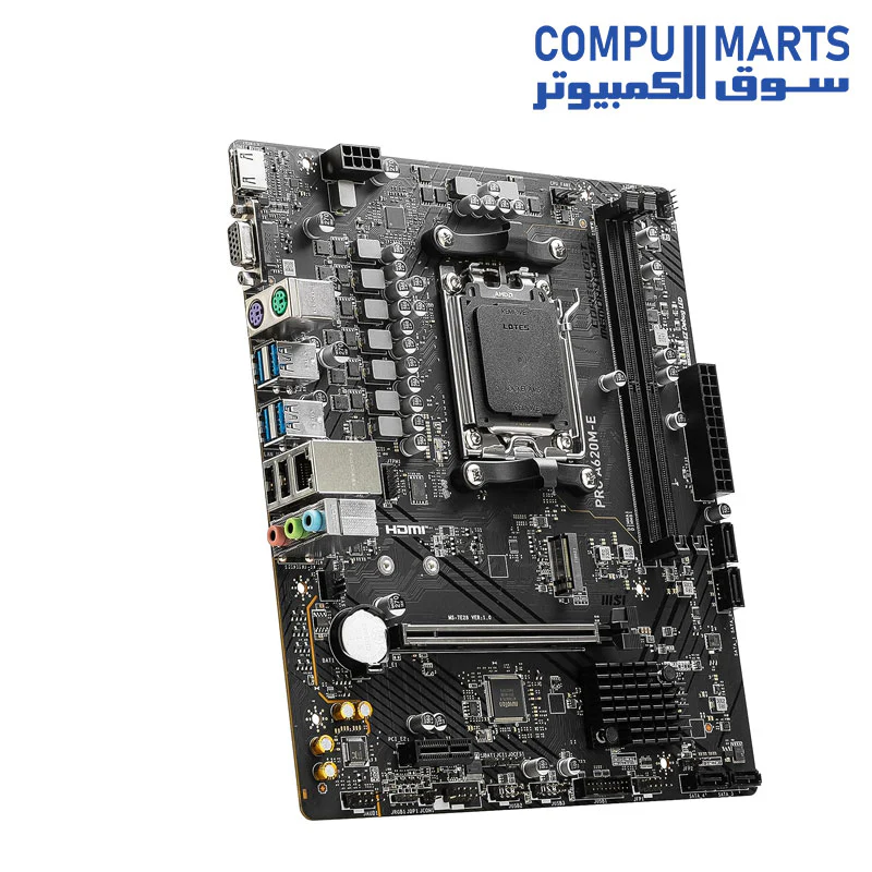 MSI PRO A620M-E ProSeries Motherboard (AMD AM5, DDR5, PCIe 4.0, SATA 6Gb/s, M.2, USB 3.2 Gen 1, Gbps LAN, DVI/HDMI, mATX) - Image 4