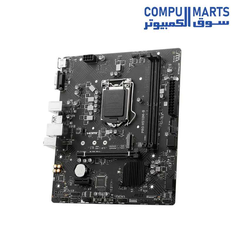 MSI PRO H510M-B Motherboard, Micro-ATX - Supports Intel Core 10th Gen Processors, LGA 1200-2 x DIMMs, 1 x PCIe 3.0 x16, USB 3.2 Gen1, 1G LAN, HDMI 1.4 - Image 3