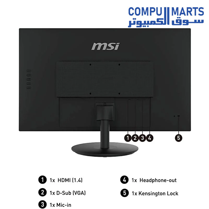 MSI PRO MP271 27 INCH Monitor, Fixed, FHD (1920 x 1080), 75Hz, IPS, 5ms, HDMI, VGA, Built-in Speakers, Anti-Glare, Anti-Flicker, Less Blue light, TÜV Certified, VESA, Kensington - Image 5