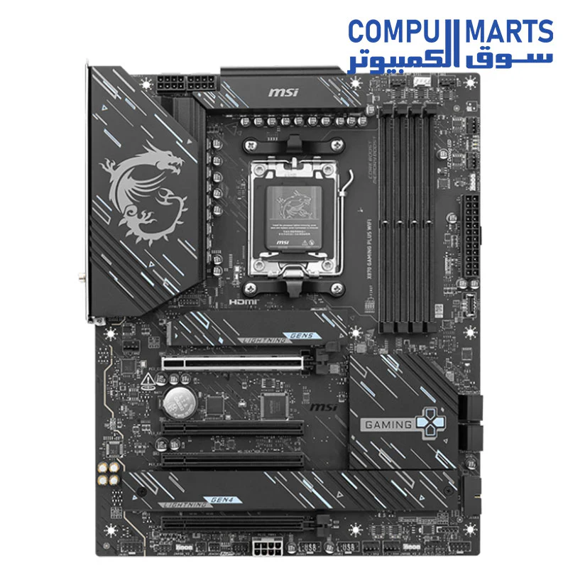 MSI X870 Gaming Plus WiFi Motherboard, ATX - Supports AMD Ryzen 9000/8000 / 7000 Processors, AM5-60A SPS VRM, DDR5 Memory Boost 8200+ MT/s (OC), PCIe 5.0 x16 & 4.0 x16, M.2 Gen5, Wi-Fi 7, 5G LAN - Image 2