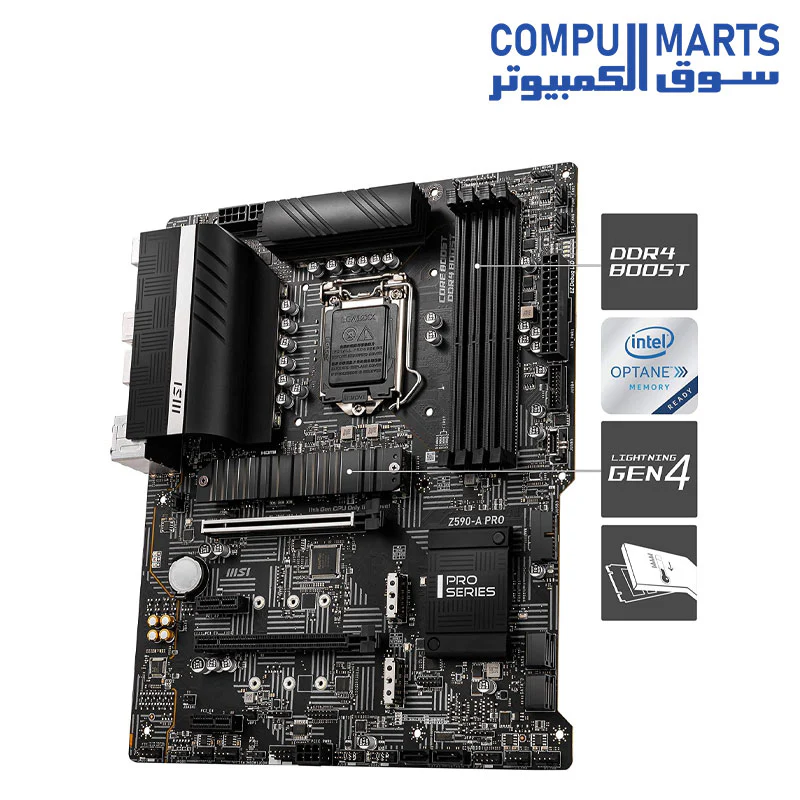 MSI Z590-A PRO ProSeries Motherboard (ATX, 11th/10th Gen Intel Core, LGA 1200 Socket, DDR4, PCIe 4, M.2 Slots, USB 3.2 Gen 2, 2.5G LAN, DP/HDMI) - Image 4