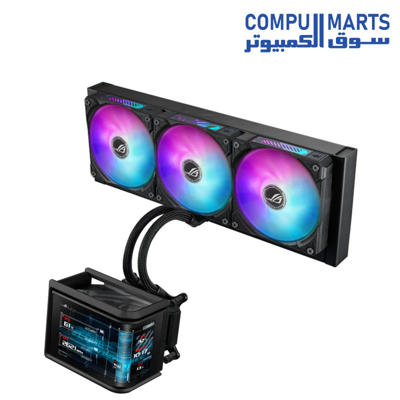 ASUS ROG RYUO IV SLC 360 ARGB MOVEABLE CURVED 6.7" AMOLED LCD  Liquid CPU Cooler - Image 3