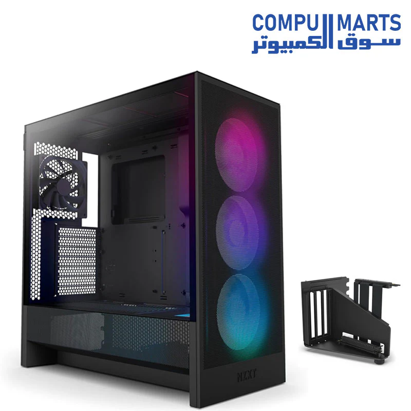 CASE NZXT H5 FLOW EDITION RGB ALL BLACK MID TOWER + VERTCAL GPU NZXT - Image 2