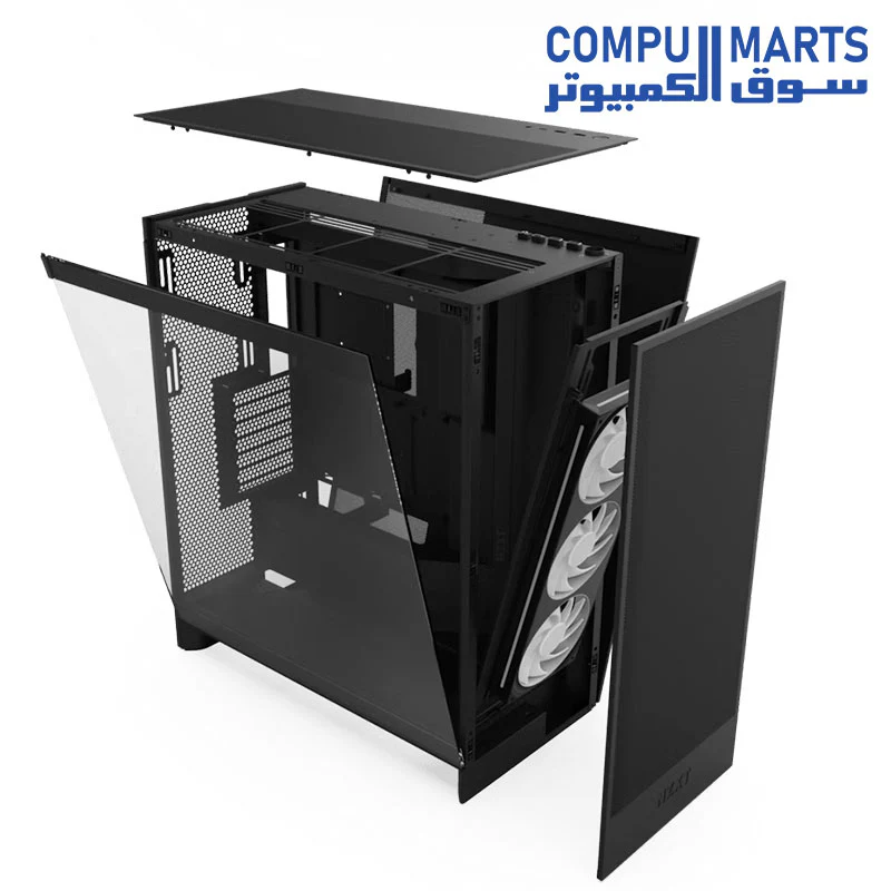 NZXT H7 Flow RGB - Compact ATX Mid-Tower PC Gaming Case – High Airflow Perforated Front Panel – Tempered Glass Side Panel – 3 x F140 RGB Core Fans Included – 360mm Radiator Support - Image 8