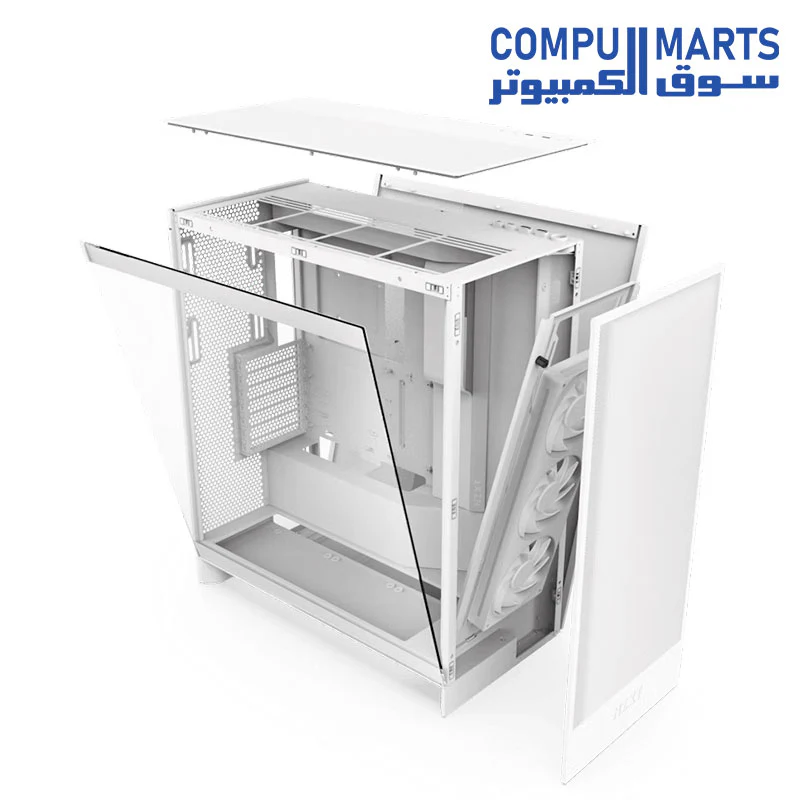 NZXT H7 Flow RGB - Compact ATX Mid-Tower PC Gaming Case – High Airflow Perforated Front Panel – Tempered Glass Side Panel – 3 x F140 RGB Core Fans Included – 360mm Radiator Support - Image 9