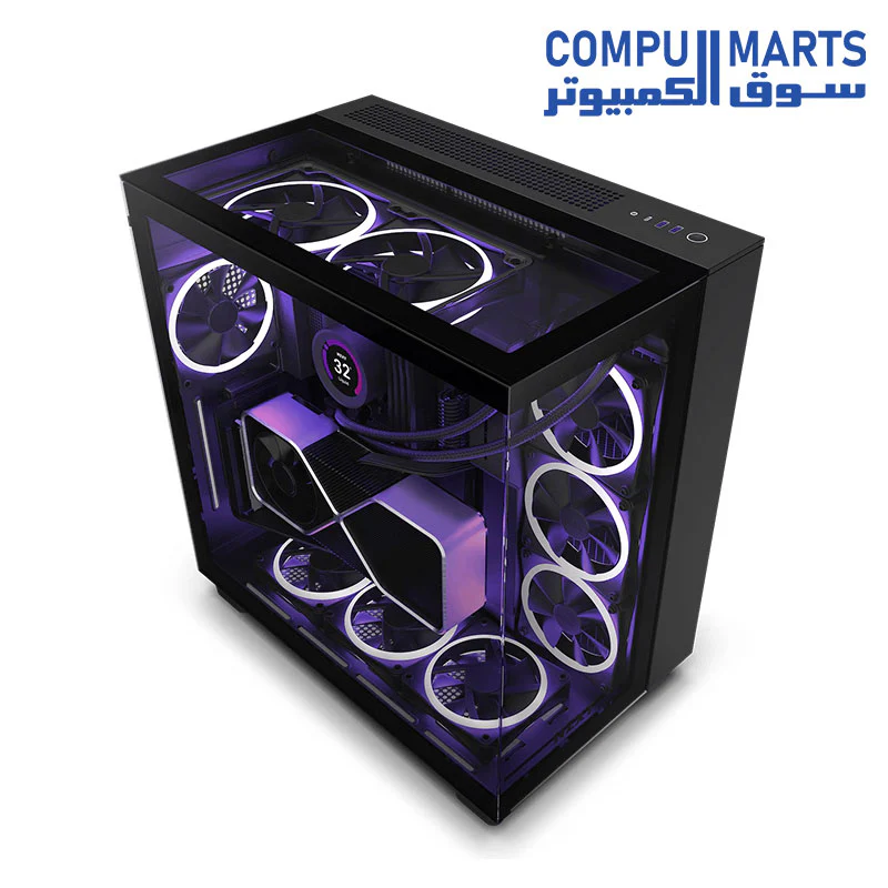 NZXT H9 Elite Premium Dual-Chamber Mid-Tower Tempered Glass Mid Tower Gaming Case w/ 3xF120 RGB Duo + F120Q Rear Fans & USB Type-C Port - Image 3