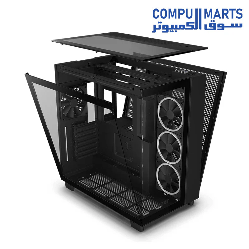 NZXT H9 Elite Premium Dual-Chamber Mid-Tower Tempered Glass Mid Tower Gaming Case w/ 3xF120 RGB Duo + F120Q Rear Fans & USB Type-C Port - Image 4