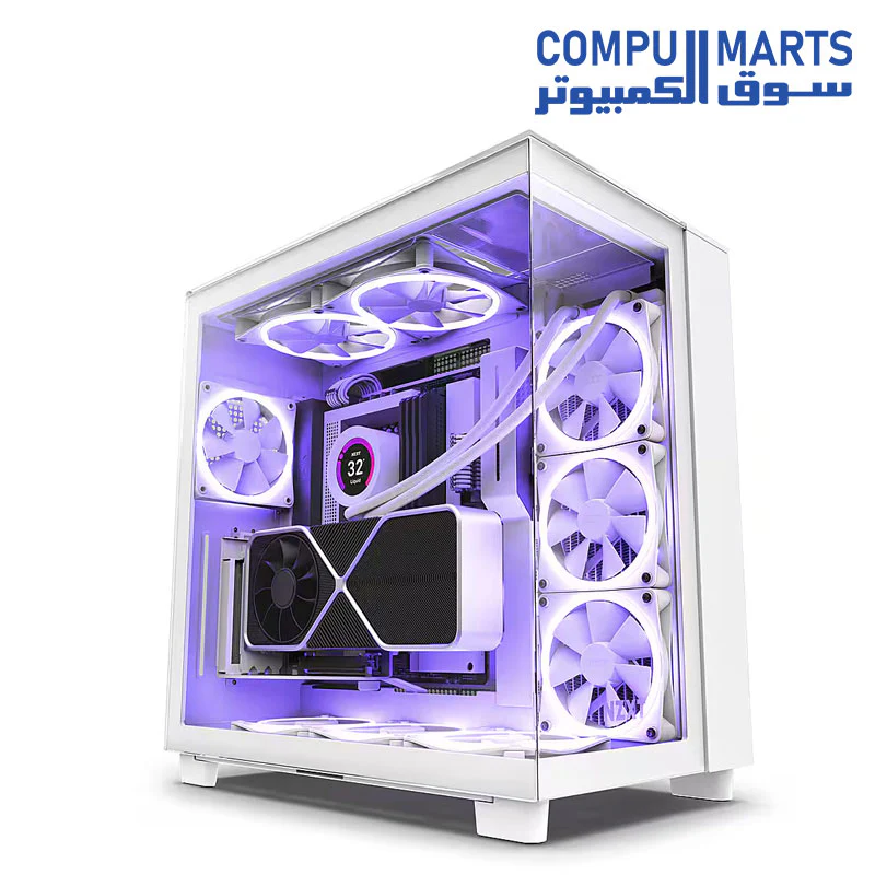 NZXT H9 Elite Premium Dual-Chamber Mid-Tower Tempered Glass Mid Tower Gaming Case w/ 3xF120 RGB Duo + F120Q Rear Fans & USB Type-C Port - Image 8
