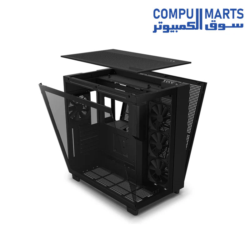 NZXT H9 Flow Perforated Dual-Chamber Mid-Tower Tempered Glass Mid Tower Gaming Case w/ 4xF120Q Fans & USB Type-C Port - Image 5