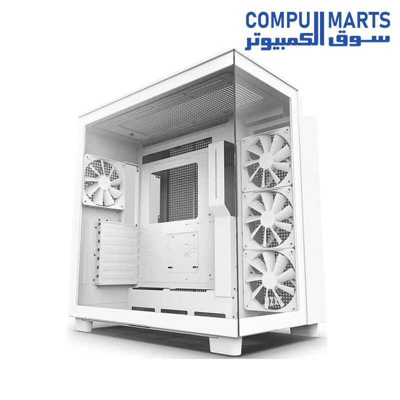 NZXT H9 Flow Perforated Dual-Chamber Mid-Tower Tempered Glass Mid Tower Gaming Case w/ 4xF120Q Fans & USB Type-C Port - Image 6